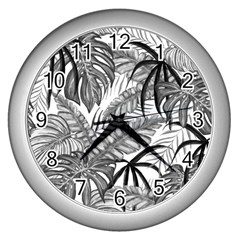 Drawing Leaves Nature Picture Wall Clock (silver)