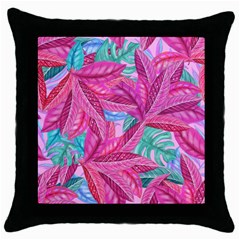 Leaves Tropical Reason Stamping Throw Pillow Case (black) by Simbadda