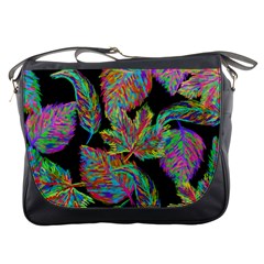 Autumn Pattern Dried Leaves Messenger Bag by Simbadda