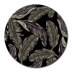Jungle Leaves Tropical Pattern Round Mousepads by Simbadda