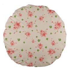 Pink Flowers Pattern Spring Nature Large 18  Premium Flano Round Cushions by TeesDeck