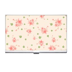 Pink Flowers Pattern Spring Nature Business Card Holder by TeesDeck