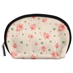 Pink Flowers Pattern Spring Nature Accessory Pouch (large) by TeesDeck