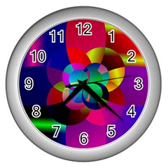 Fractal Artwork Abstract Background Wall Clock (silver)