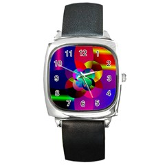 Fractal Artwork Abstract Background Square Metal Watch