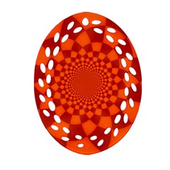 Fractal Artwork Abstract Background Orange Oval Filigree Ornament (two Sides) by Sudhe