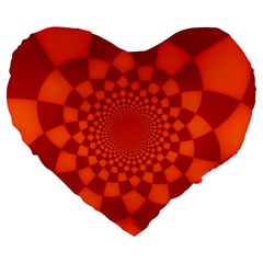 Fractal Artwork Abstract Background Orange Large 19  Premium Flano Heart Shape Cushions