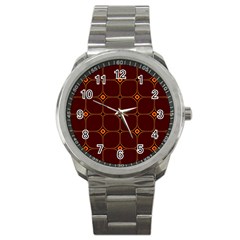 Background Pattern Design Geometric Brown Sport Metal Watch