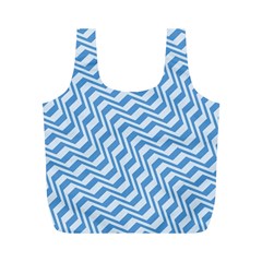 Geometric Blue Shades Diagonal Full Print Recycle Bag (m) by Bajindul