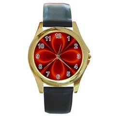 Abstract Background Design Red Round Gold Metal Watch