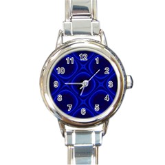 Abstract Background Design Blue Black Round Italian Charm Watch