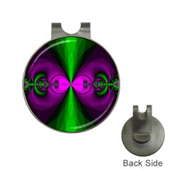 Abstract Artwork Fractal Background Green Purple Hat Clips With Golf Markers