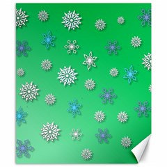 Snowflakes Winter Christmas Green Canvas 8  X 10  by HermanTelo