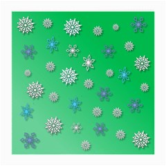 Snowflakes Winter Christmas Green Medium Glasses Cloth by HermanTelo