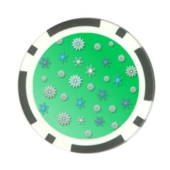 Snowflakes Winter Christmas Green Poker Chip Card Guard (10 Pack) by HermanTelo