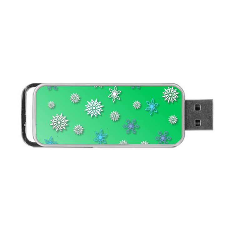 Snowflakes Winter Christmas Green Portable USB Flash (One Side)