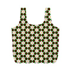 Pattern Flowers White Green Full Print Recycle Bag (m) by HermanTelo