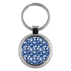 White Flowers Summer Plant Key Chain (round) by HermanTelo