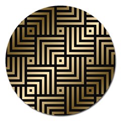 Geometric Pattern   Seamless Luxury Gold Vector Magnet 5  (round)