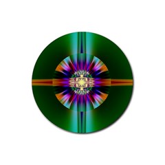 Abstract Art Fractal Creative Green Rubber Coaster (round) 