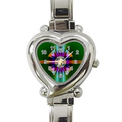 Abstract Art Fractal Creative Green Heart Italian Charm Watch