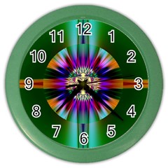 Abstract Art Fractal Creative Green Color Wall Clock