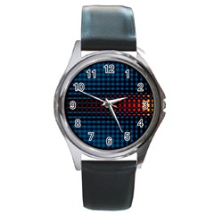 Signal Background Pattern Light Texture Round Metal Watch by Sudhe