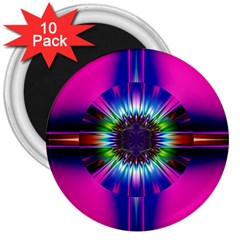 Abstract Art Fractal Creative Pink 3  Magnets (10 Pack) 