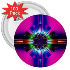 Abstract Art Fractal Creative Pink 3  Buttons (100 Pack) 