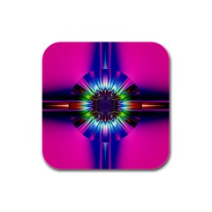 Abstract Art Fractal Creative Pink Rubber Square Coaster (4 Pack) 