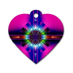 Abstract Art Fractal Creative Pink Dog Tag Heart (two Sides)