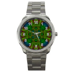 Abstract Background Design Green Sport Metal Watch