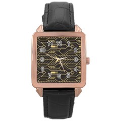 Abstract Art Deco Seamless Pattern Vector Rose Gold Leather Watch  by Sudhe