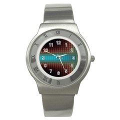 Signal Background Pattern Light Stainless Steel Watch