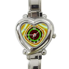 Digital Art Background Yellow Red Heart Italian Charm Watch