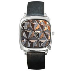 3d Abstract  Pattern Square Metal Watch