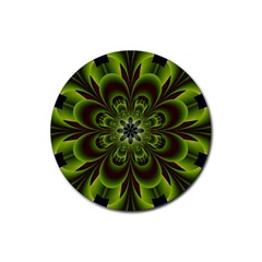 Abstract Flower Artwork Art Floral Green Rubber Round Coaster (4 Pack) 