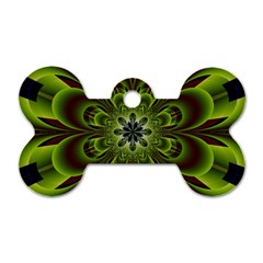 Abstract Flower Artwork Art Floral Green Dog Tag Bone (one Side)