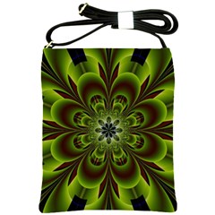 Abstract Flower Artwork Art Floral Green Shoulder Sling Bag by Sudhe