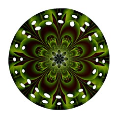 Abstract Flower Artwork Art Floral Green Round Filigree Ornament (two Sides) by Sudhe