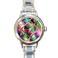 Fractal Artwork Abstract Background Round Italian Charm Watch