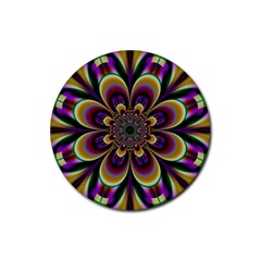 Abstract Flower Artwork Art Rubber Coaster (round) 