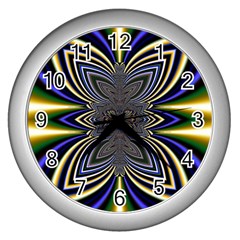 Abstract Artwork Fractal Background Wall Clock (silver)