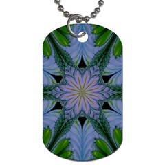 Abstract Flower Artwork Art Green Dog Tag (two Sides)