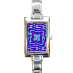 Abstract Artwork Fractal Background Blue Rectangle Italian Charm Watch