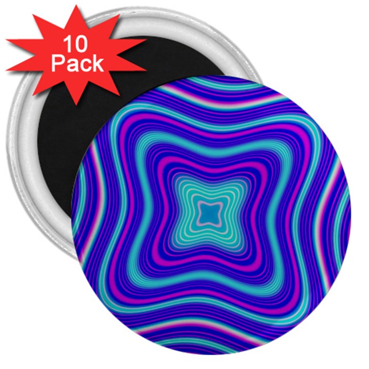 Abstract Artwork Fractal Background Blue 3  Magnets (10 pack) 