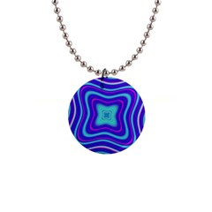 Abstract Artwork Fractal Background Blue 1  Button Necklace