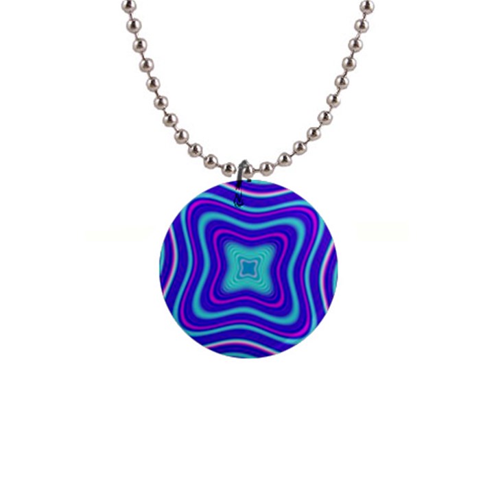 Abstract Artwork Fractal Background Blue 1  Button Necklace