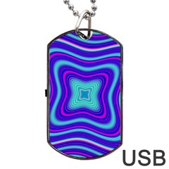 Abstract Artwork Fractal Background Blue Dog Tag Usb Flash (two Sides)