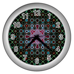 Digital Art Background Colors Wall Clock (silver)